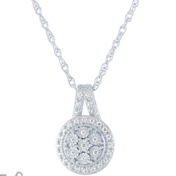Jewelry - Genuine Diamond Pendant Necklace Sterling Silver